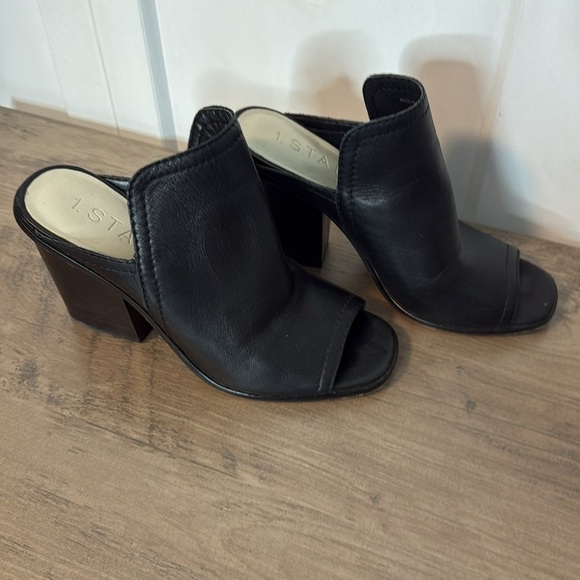 1. State  Revolve Brand - Black Leather Open Toed Mules - Heel - 7/37 - Picture 4 of 7